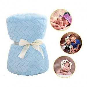 Baby Blanket Flannel, Cozy Throw Blankets for Newborn Infant and Toddler, Super Soft and Warm Receiving Baby Blanket for Crib Stroller (Blue 3040″)