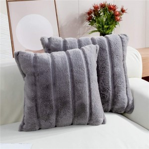 Cozy Set of 2 Faux Fur Pillow Covers Luxury Super Soft Plush Fleece Throw Pillowcase, Textured Knitted Cushion Cover Decorative Pillowcases for Sofa Couch Bed Chair Car (Grey, 18″x18″)