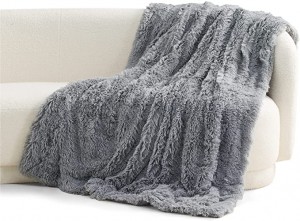Faux Fur Throw Blanket Black – Fuzzy Fluffy Super Soft Furry Plush Decorative Comfy Shag Thick Sherpa Shaggy Throws and Blankets for Sofa, Couch, Bed
