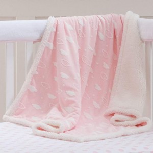 Heavenly Soft Chenille Sherpa Receiving Blanket, 3D Pink