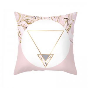 Scandinavian Style Pink Marble Geometric Pattern Peach Skin Velvet Cushion Cover Office Sofa Cushion Cushion