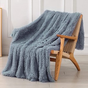 Decorative Extra Soft Fuzzy Faux Fur Throw Blanket Solid Reversible Lightweight Long Hair Shaggy Blanket,Fluffy Cozy Plush Comfy Microfiber Fleece Blankets for Couch Sofa Bedroom