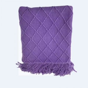 Pure Color Rhombic Fringed Polyester Cashmere Shawl Blanket