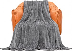 Fleece Blanket Fuzzy Plush Throw Blanket Super Soft Fluffy Bed Blanket Geometric Pattern Comfy Microfiber Flannel Blankets for Couch, Bed, Sofa, Black