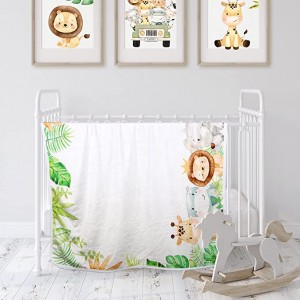 Baby Monthly Milestone Blanket Boy or Girl | Safari Jungle Animals Months Blanket | Gender Neutral Photo Blanket for Newborn Baby | Super Soft Premium Fleece | Bib+Marker 40″x50″