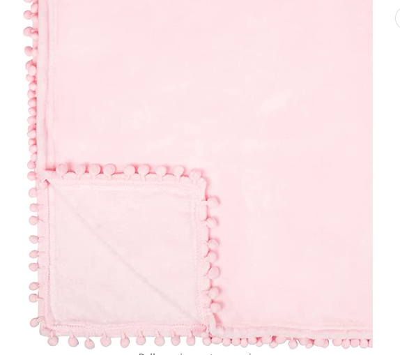 Pom Pom Blanket Throw Light Pink | Soft Fleece Pompom Fringe Blanket for Couch Bed Sofa Cozy Plush Warm Flannel Velvet Tassel Throw Blanket, 50×60 Featured Image