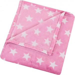 Flannel Fleece Star Throw Blanket Pink – Soft Plush Cozy Fuzzy Microfiber Blanket for Couch, Bed, Chair, Sofa – All Seasons Lightweight