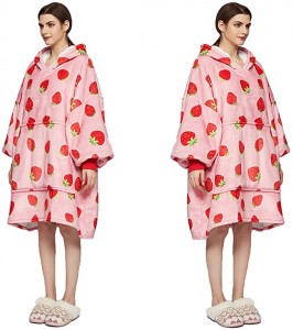 Oversize Wearable Blanket Hoodie For Women,Sherpa Sweatshirt Blanket Soft Warm Cozy Big Front Pocket and Giant Hood