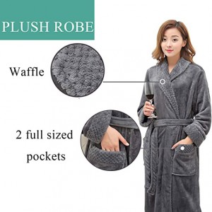 Womens Long Robe Soft Plush Plus Size Warm Comfy Bathrobe for Ladies Sleepwear