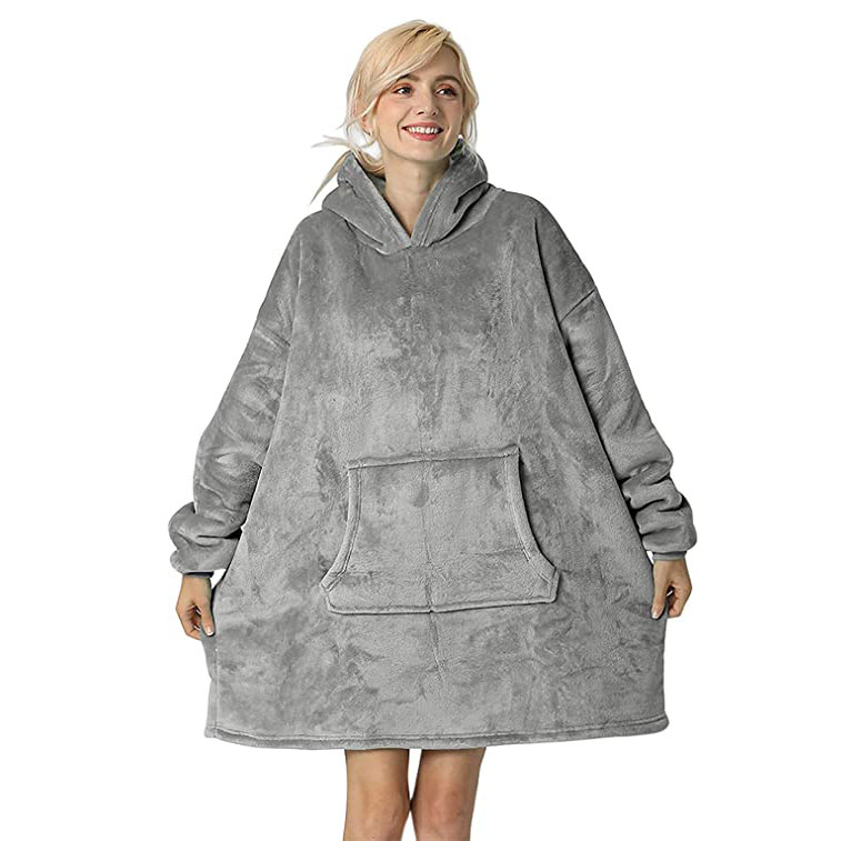 Cheap PriceList for 100% Polyester Crepe Chiffon Fabric - Oversized Flannel Blanket with Long Sleeves, Wearable and Cozy with Large Front Pocket, Sherpa Fleece Lining for Adults, Teens and Childre...