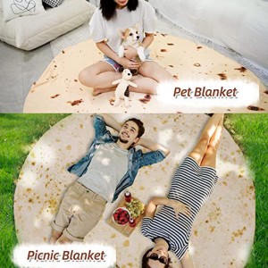Perfectly Round Novelty Blanket to be a Giant Human Burrito, Tortilla Throw Food Creation Wrap Blanket, Soft & Plush Giant Towel for Adults and Kids