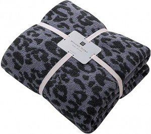 Large Soft Micro Plush Leopard Blanket (71×78 inches, White Grey) MH MYLUNE HOME Warm Reversible Cheetah Blanket Leopard Pattern Throw for Couch Bed Sofa