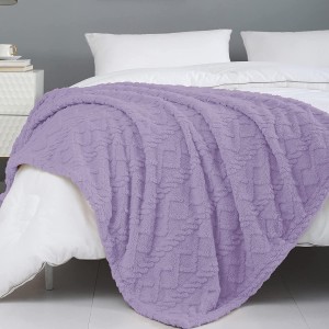 Jacquard Fuzzy Fleece Fluffy Throw Blanket for Couch Sofa, Velvet Microfiber Throw, Warm and Soft Throw Blanket for All Season