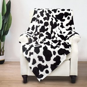 2021 New Style Sarong Chiffon Fabric - Fleece Cow Print Blanket Black and White Bed Cow Throws Soft Couth Sofa Cozy Warm Small Blankets Plush Gift for Daughter Mom, Bedroom Decor  – Baoyujia