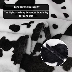 Fleece Cow Print Blanket Black and White Bed Cow Throws Soft Couth Sofa Cozy Warm Small Blankets Plush Gift for Daughter Mom, Bedroom Decor