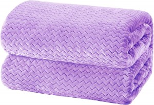 Ultra Breathable Jacquard Lightweight Fleece Twin Size Bed Blanket(90×66 Inch) with Plush Wave Pattern, Soft and Cozy Blanket for All Season