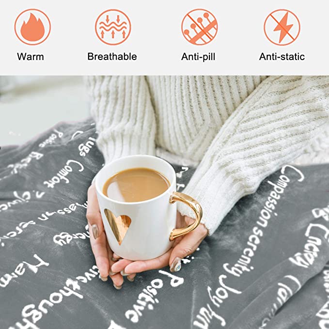 Chinese Professional 100% Polyester Coral Fleece Fabrics - Healing Positive Blanket, Gift for People Need Hug Strength Company, Thoughts Positive Energy Love & Hope & Fluffy Comfort –...
