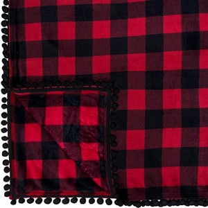 Pom Pom Blanket Throw Twin, Dark Gray | Soft Fleece Pompom Fringe Blanket for Couch Bed Sofa | Decorative Cozy Plush Warm Flannel Velvet Tassel Throw Blanket