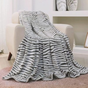Flannel Fleece Throw Microfiber Blanket with 3D Zebra Print
