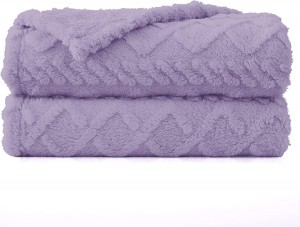 Jacquard Fuzzy Fleece Fluffy Throw Blanket for Couch Sofa, Velvet Microfiber Throw, Warm and Soft Throw Blanket for All Season
