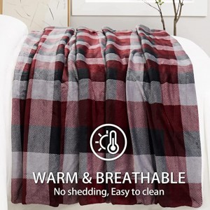 Sherpa Fleece Blanket Plaid Blanket Super Soft Blankets & Throws for Couch, Red and Black Warm Plush Throw Blanket for Chair Sofa, Fuzzy Cozy Blanket