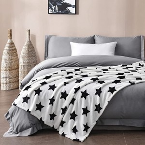 Large Flannel Fleece Plush Blanket Throw Size(50″x70″, Star Print Pattern) – Luxurious Lightweight Plush Warm Bed Blanket