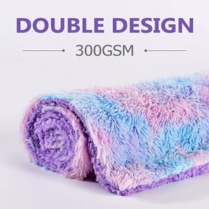 Purple Faux Fur Throw Blanket, Super Soft Warm Reversible Sherpa Fleece Microfiber Blanket, Lightweight, Plush, Tie Dye Purple Decorative Blanket for Couch Bed