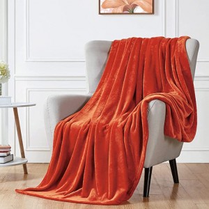 Fleece Blanket Plush Throw Fuzzy Lightweight (Throw Size 50×60 Orange) Super Soft Microfiber Flannel Blankets for Couch, Bed, Sofa Ultra Luxurious Warm and Cozy for All Seasons