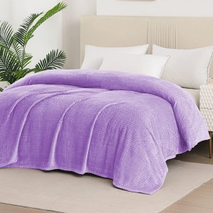 Ultra Breathable Jacquard Lightweight Fleece Twin Size Bed Blanket(90×66 Inch) with Plush Wave Pattern, Soft and Cozy Blanket for All Season
