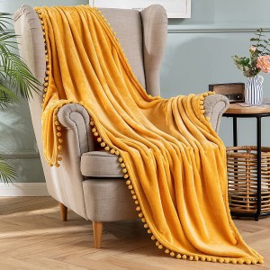 Factory Free sample Printed Chiffon Fabric - Ultra Soft Fleece Blanket Luxurious Fuzzy for Couch or Sofa Lightweight Fluffy Warm Bed Blanket with Cute Pompom Tassels – Super Cozy for Napping...