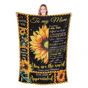 My Mom Blanket from Daughter Blanket, Sunflower Blanket, I Love You Mom Blanket Soft Cozy Warm Mom Throw Blanket, for Mom (Sunflower Love, 60×80 Inch)