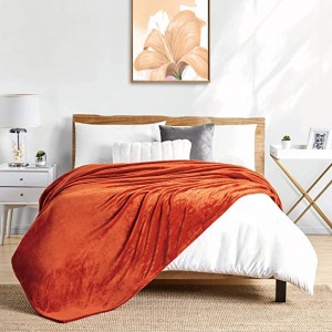 Fleece Blanket Plush Throw Fuzzy Lightweight (Throw Size 50×60 Orange) Super Soft Microfiber Flannel Blankets for Couch, Bed, Sofa Ultra Luxurious Warm and Cozy for All Seasons