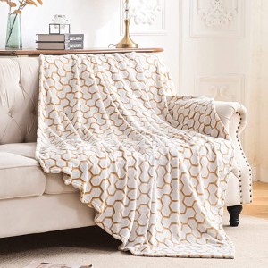 Premium Honeycomb Pattern Throw Blanket Fleece, Lightweight Cozy Warm Plush Microfiber Bedspread for Couch Sofa Decor and Bed