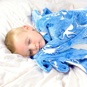 Luminous Ocean Animal Blanket for Kids – Soft Plush Blue Sea Creature Blanket Throw for Girls & Boys – Large 60in x 50in Glowing Shark & Turtle Blankets Gift