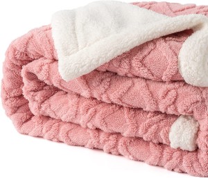 Jacquard Shaggy Weft Knitted Flannel Blanket – Reversible Sherpa Blanket for Couch, Sofa, Bed, Home décor – Stylish, Soft, Cozy, Aesthetic, Colorful Throw for All Seasons