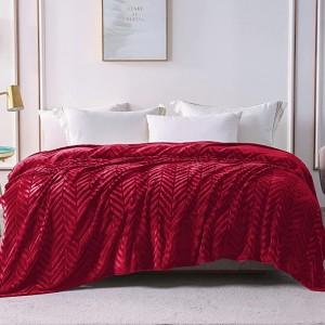 Flannel Fleece  Lightweight Bed Blanket, Soft Velvet Bedspread Plush Fluffy Coverlet Chevron Design Decorative Blanket for All Seasons