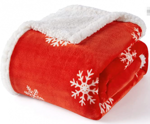 Red Sherpa Christmas Throw Blanket, Fuzzy Fluffy Soft Cozy Blanket, Fleece Flannel Plush Microfiber Blanket for Couch Bed