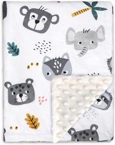 Baby Blanket Super Soft Plush with Double Layer Dotted Backing, Lovely Brown Animals Printed Unisex Design Receiving Blanket