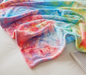Super Soft 100% Polyester Faux Fur Fleece Tie Dye Flannel fleece Blanket Colorful Rainbow Fleece Blanket