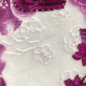 Super soft solid embossing flower print coral fleece flannel cozy bed blanket