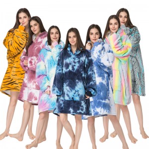 Cartoon Thickened Men And Women Hedging Keep Warm Full Sleeve Home Service Tie-dyed Flannel Pajamas