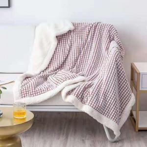 Plaid blanket double layer blanket Coral fleece office air conditioning blanket