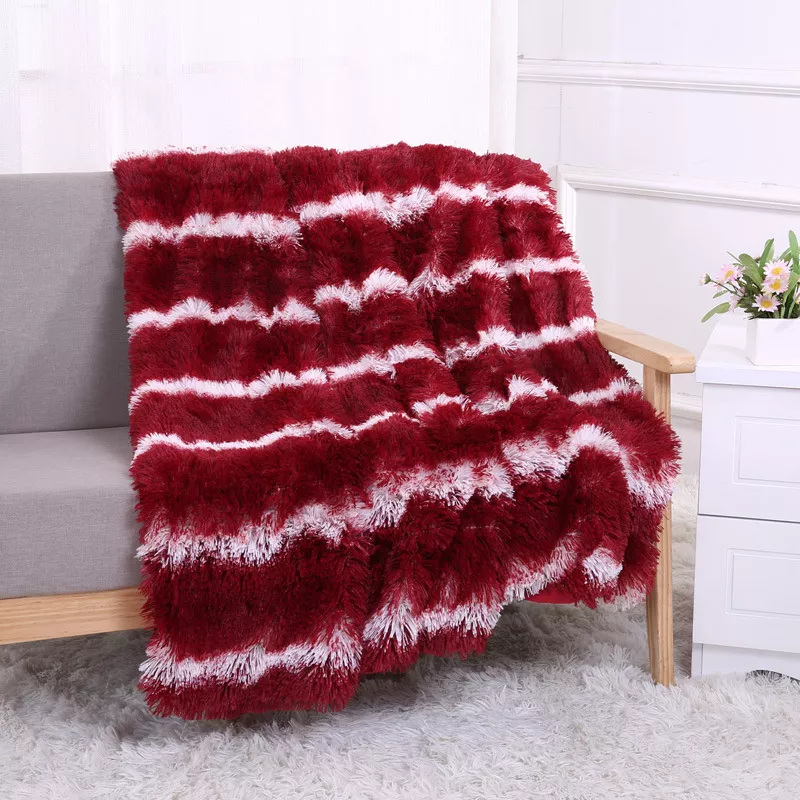 New product Cross border Hot Sale knitting Super Soft long hair warm custom printing fleece blanket