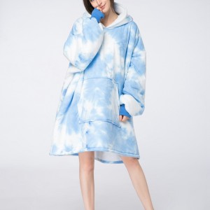 Cartoon Thickened Men And Women Hedging Keep Warm Full Sleeve Home Service Tie-dyed Flannel Pajamas