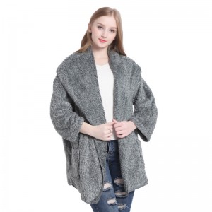 Factory Direct Sales Shu Velveteen Ladies Shawl Coat Lapel Straight Sleeve Cape Cardigan