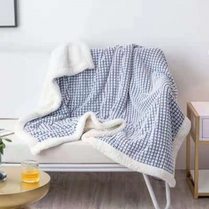 Plaid blanket double layer blanket Coral fleece office air conditioning blanket
