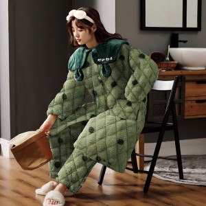 Original Factory Plush Cotton Fabric - Diamond pattern cute tie romper pajama nighty lounge women sleepwear pajama – Baoyujia