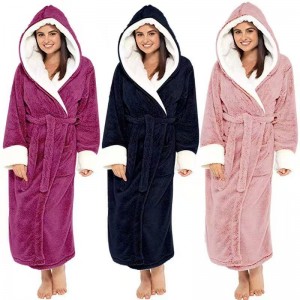 Autumn winter warm suit matching christmas solid color flannel pajamas for women