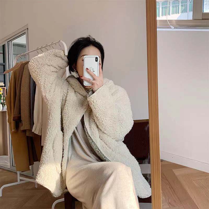2021 China New Design Chiffon Fabric Polyester Simple - korean warm luxury adult sherpa women nightwear with hoodie plain color pajamas – Baoyujia