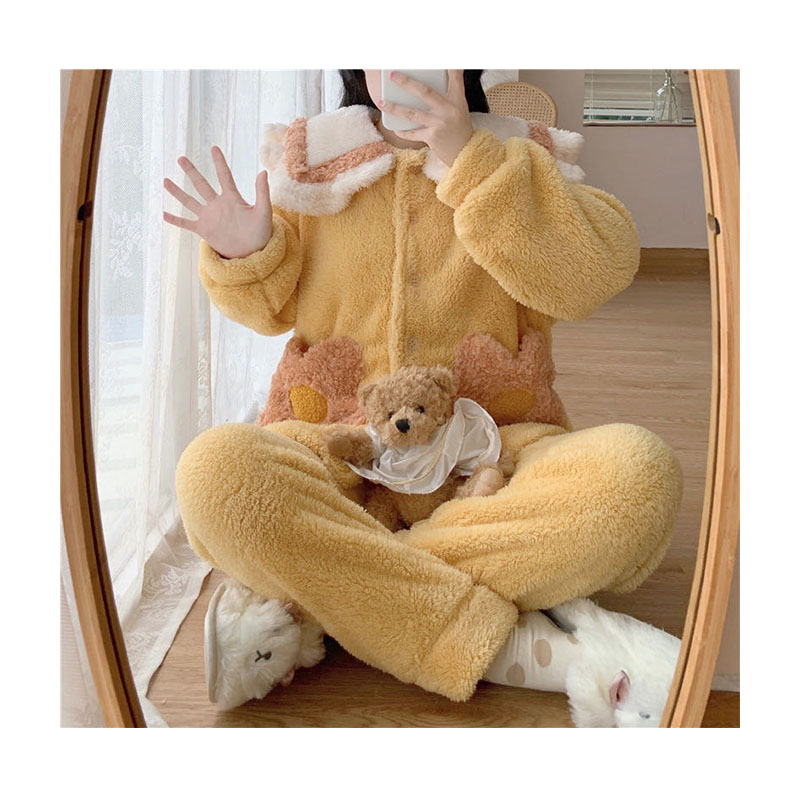 China Factory for Glow In The Dark Bunny Blanket - full size wholesale women yellow couples matching christmas pajamas set – Baoyujia